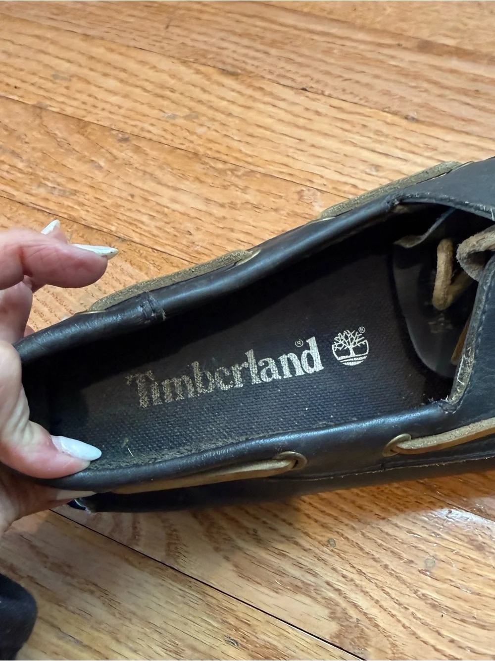 Timberland Men’s  Leather Boat Shoes with Tan Laces